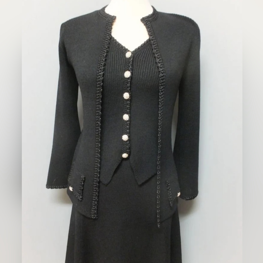 Vintage 1970s ST John Knits for I. Magnin, Exquisite 3pc Black